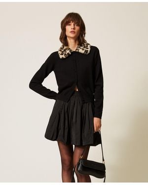 Twinset Falda Abullonada De Tafetán, Mujer - Negro