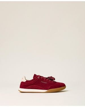 Twinset Suede Trainers With Tassels - Pink