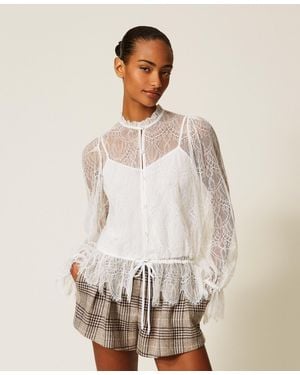 Twinset Chemise En Dentelle De Valenciennes - Neutre