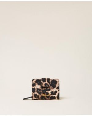 Twinset Cartera Pequeña Con Cremallera Y Animal Print - Neutro