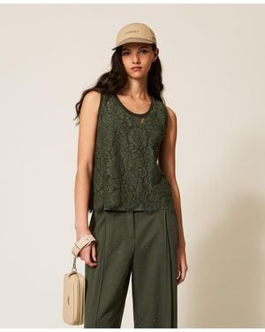 Twinset Rébrodé Lace Top - Green