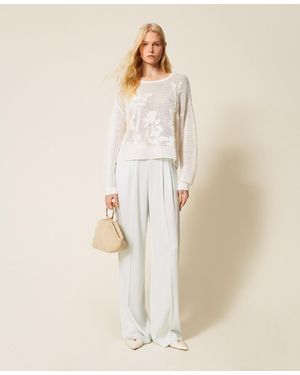 Twinset Wide Satin Trousers - Natural