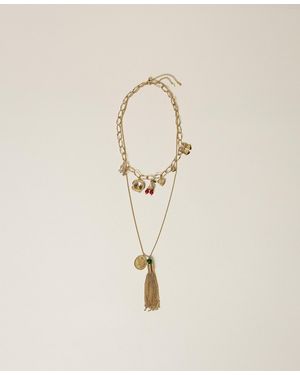 Twinset Set Of Necklaces With Pendants And Tassel - Natural
