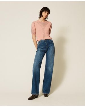 Twinset Jersey De Mezcla De Lana Punzonada - Azul