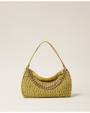 Twinset Large Crocheted Raffia Liliane Bag - Natural