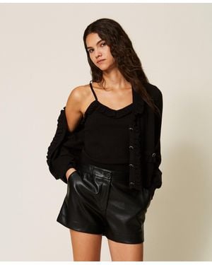 Twinset Cárdigan Y Top Con Volantes, Mujer - Negro