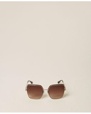 Twinset Gafas De Sol Cuadradas De Metal, Mujer - Neutro