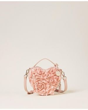 Twinset Heart-Shaped Shoulder Bag With Flowers - Pink