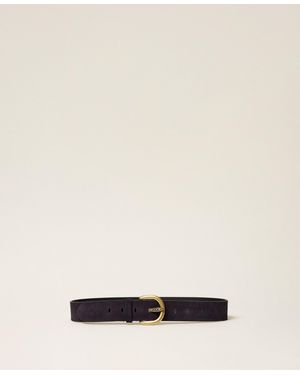 Twinset Cinturón De Ante Con Logotipo, Mujer - Neutro