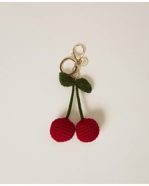 Twinset Key Ring With Crochet Cherries - Pink