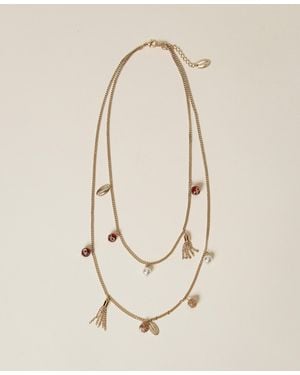 Twinset Necklace With Pendants And Multicolour Stones - Natural