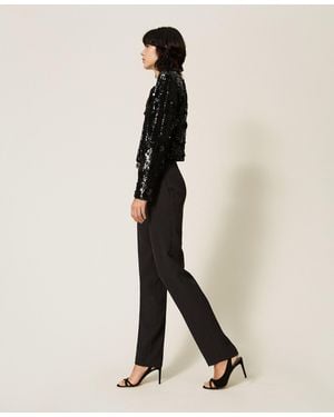 Twinset Pantalones De Crepé Con Bolsillos - Neutro