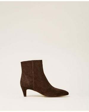 Twinset Stiefelette Aus Veloursleder - Braun