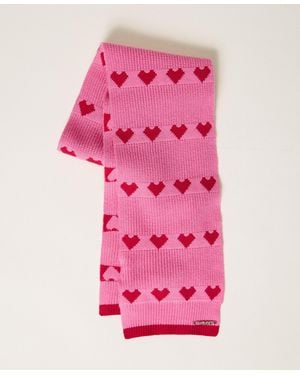 Twinset Baby's Jacquard Knit Scarf With Heart Pattern, Two-Tone Azalea/ - Pink