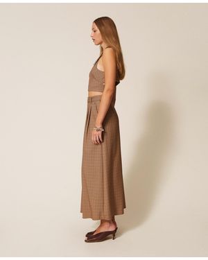 Twinset Long Glen Plaid Skirt - Natural