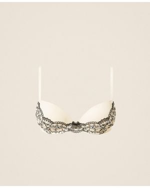 Twinset Embroidered Tulle Push-Up Bra - Natural