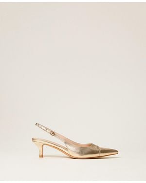 Twinset Leather Sling Backs - Natural