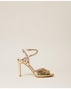 Twinset Laminated Leather Sandals - Natural