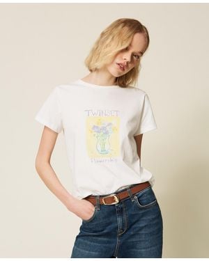 Twinset Regular T-Shirt With Print - White