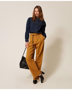 Twinset Wide Gabardine Trousers - Multicolour