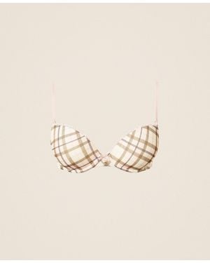 Twinset Chequered Charmeuse Push-Up Bra - Natural