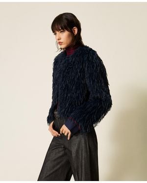 Twinset Short Faux Fur Jacket - Blue