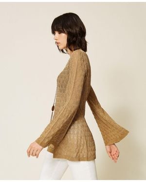 Twinset Tunic Top With Flared Sleeves - Natural