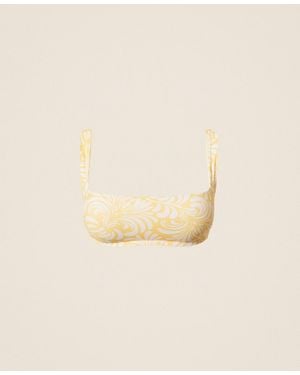Twinset Bandeau Bikini Top With Botanical Print - Natural