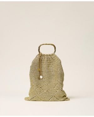 Twinset Lurex Crochet Handbag - Natural