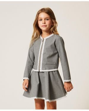 Twinset Chaqueta Baby Con Detalles De Terciopelo, Mujer - Gris