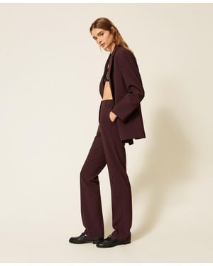 Twinset Cigarette Trousers With Pockets - Natural