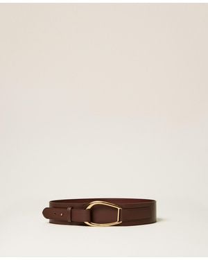 Twinset Cinturón Fajín De Piel Con Maxihebilla - Neutro