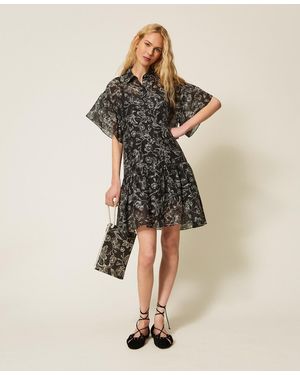 Twinset Short Floral Shirt Dress - Natural