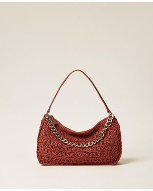 Twinset Large Crocheted Raffia Liliane Bag - Red