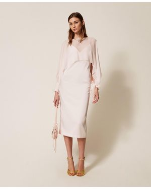 Twinset Georgette Cropped Blouse - Natural