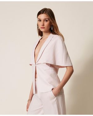 Twinset Linen Blend Cape Jacket - Pink