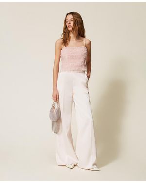 Twinset Tulle Ruffle Top - Natural