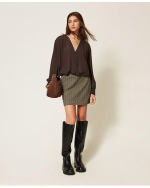 Twinset Crêpe De Chine Dual-Use Blouse - Natural
