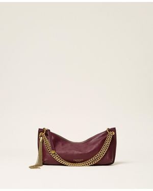 Twinset Leather Hobo Bag With Tassel - Brown