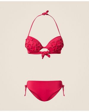 Twinset Push-Up Bikini Top With Embroidery And Briefs - Pink