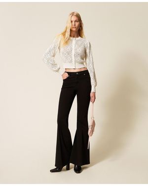 Twinset Cotton Bull Flared Trousers - Natural