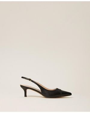Twinset Leather Sling Backs - Natural