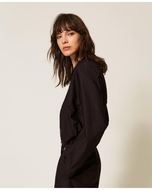 Twinset Recycled Poplin Bomber Jacket - Black