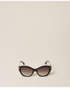Twinset Butterfly-Shaped Acetate Sunglasses - Natural
