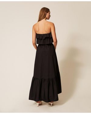 Twinset Off-Shoulder Long Poplin Dress - Black