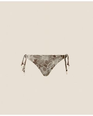 Twinset Jacquard Bikini Thong With Pearls - Natural