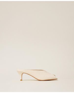 Twinset Leather Mules - Natural