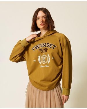 Twinset Hoodie With Logo Print - Natural