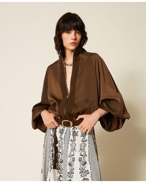 Twinset Envers Satin Balloon Jacket - Brown