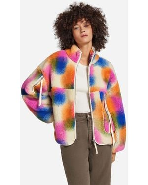 UGG Veste Marlene fluff Blur pour femme | UE in Rainbow Blur Multi, Taille L, Autre - Bleu